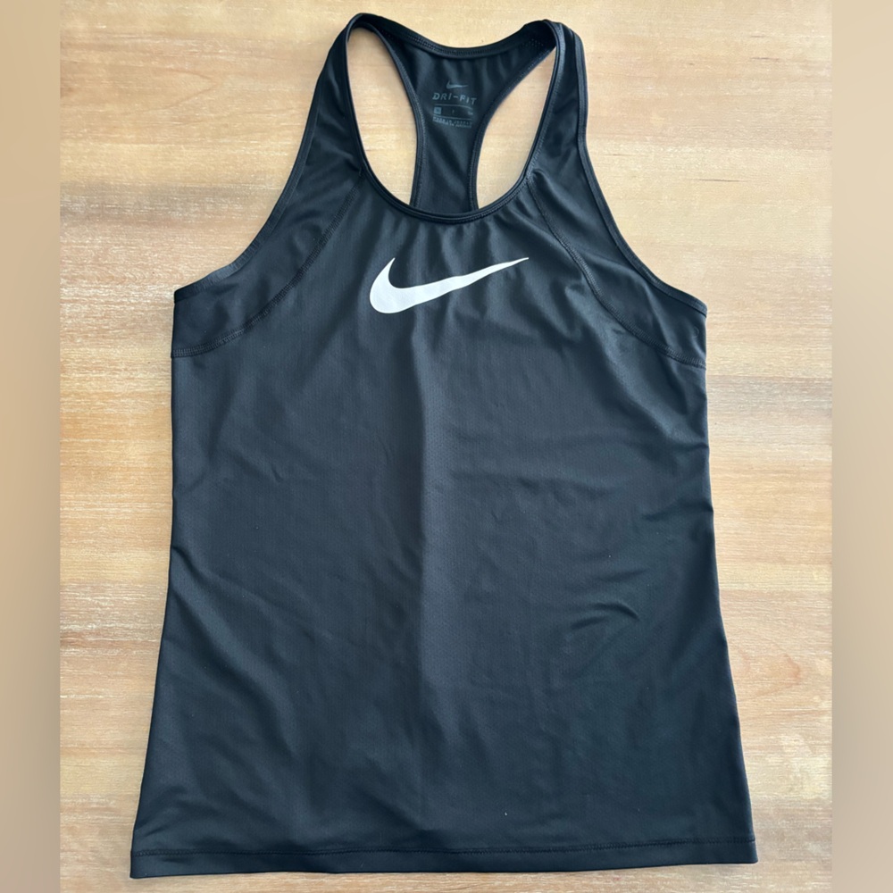 Nike Pro Dri-FIT Swoosh Logo Racerback Tank, Black, Size Small
